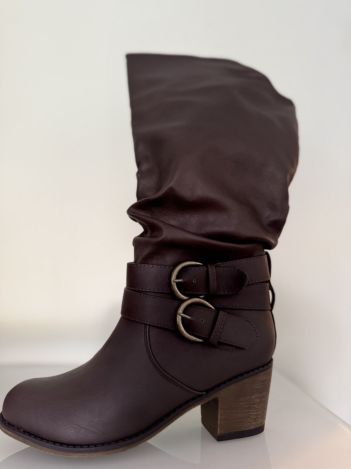 Journee Collection Buckle Boots – BROWN Moto Style