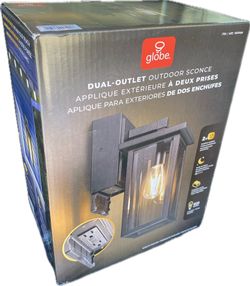 Globe Electric 14" Matte Black Outdoor Wall Light with GFCI Outlet Item 1859466