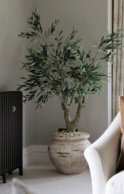 Premium 4.5ft Artificial Mediterranean Olive Tree – Realistic Statement Tree