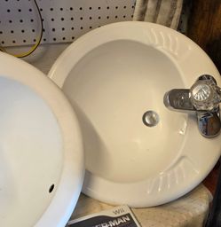 2 white Porcelain Bathroom Sinks  with Faucet