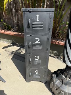 Industrial Metal Storage Locker Cabinet — 4 Numbered Doors