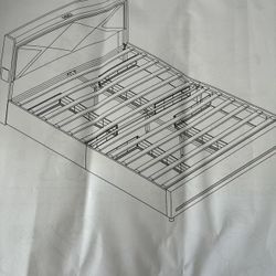 Queen Size Bed Frame with LED Headboard Footboard & USB Charging Ports, Faux Leather Upholstered Platform Bed with 4 Drawers for Bedroom Storage, Blac