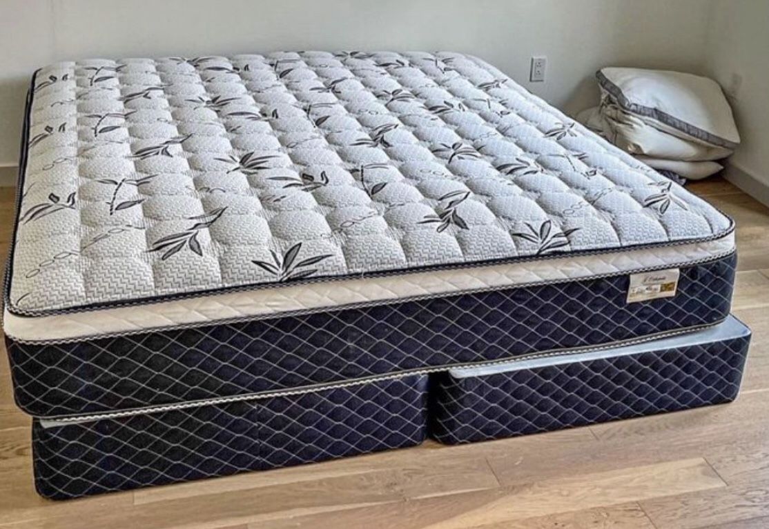 CAL KING PILLOW TOP MATTRESS WITH BOX SPRING