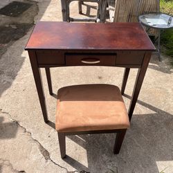 Wooden Vanity / Small Desk With Bench 