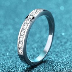 925 Sterling Silver Moissanite Band Ring Size 8.5 & 7.5 #wedding