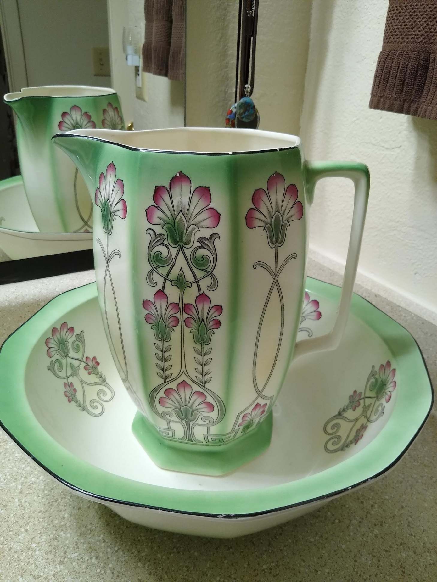 1920 art deco pitcher and bowl