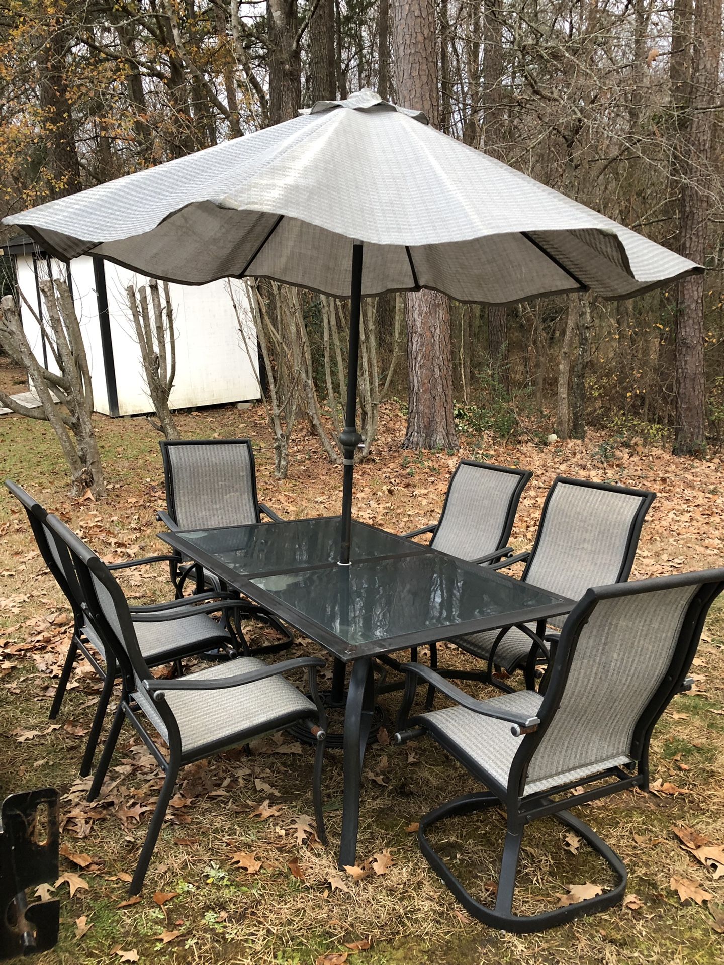 6 Chairs! Table & Umbrella! $80