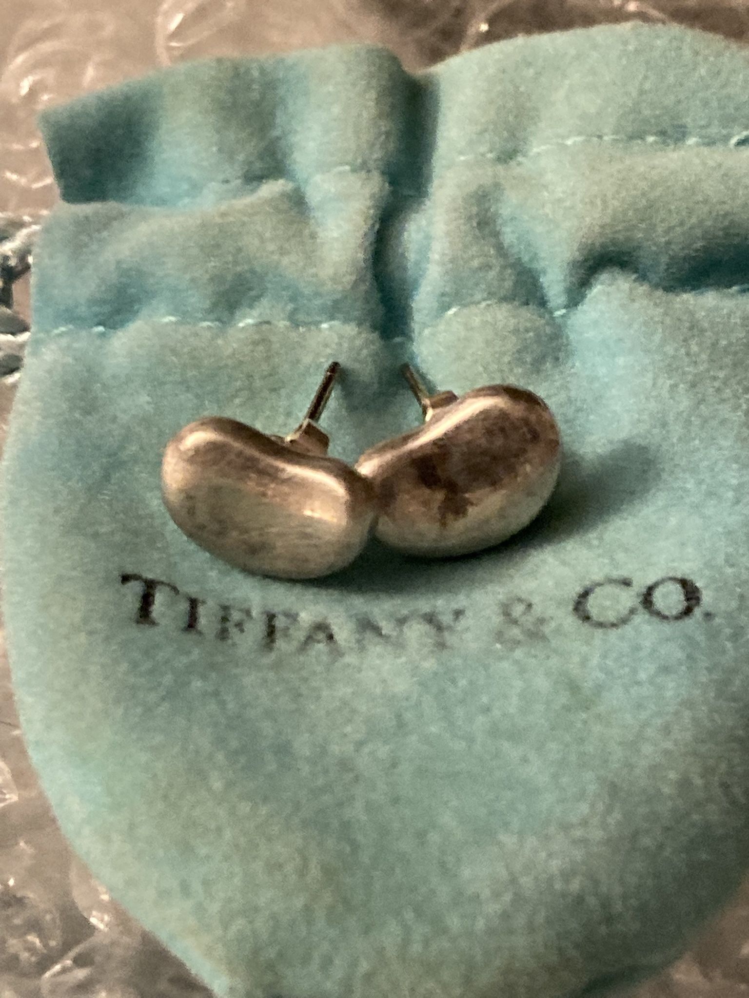 Tiffany & Co Sterling Silver Bean Earrings 