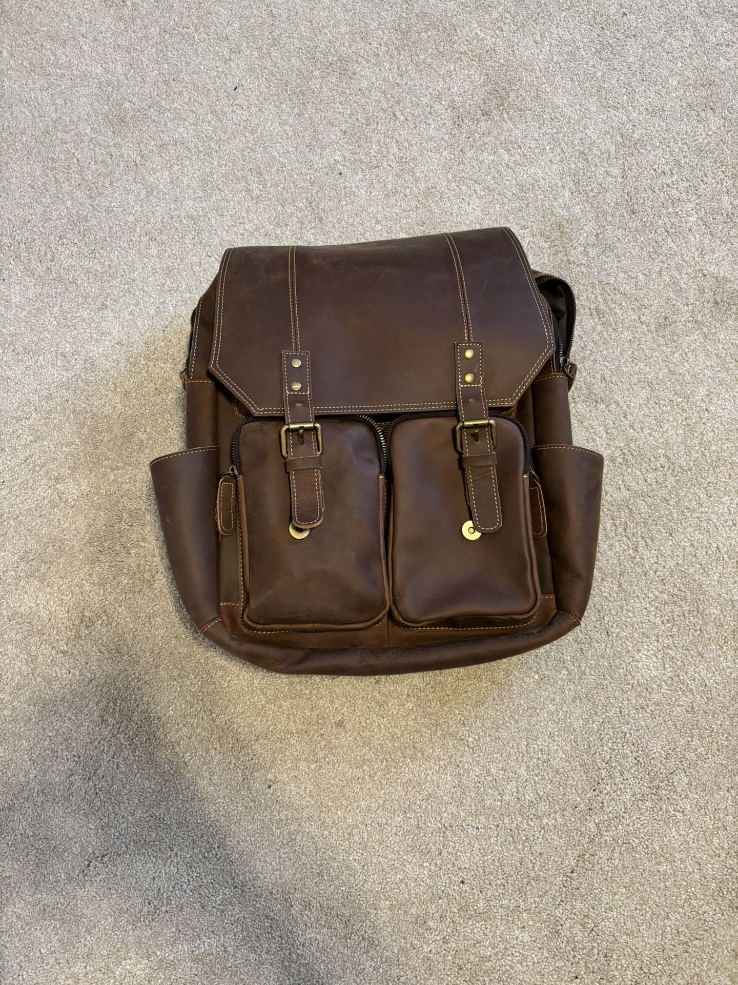 Leather Backpack Bag Brown