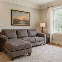 Plush Grey L Shaped Sectional Couch 