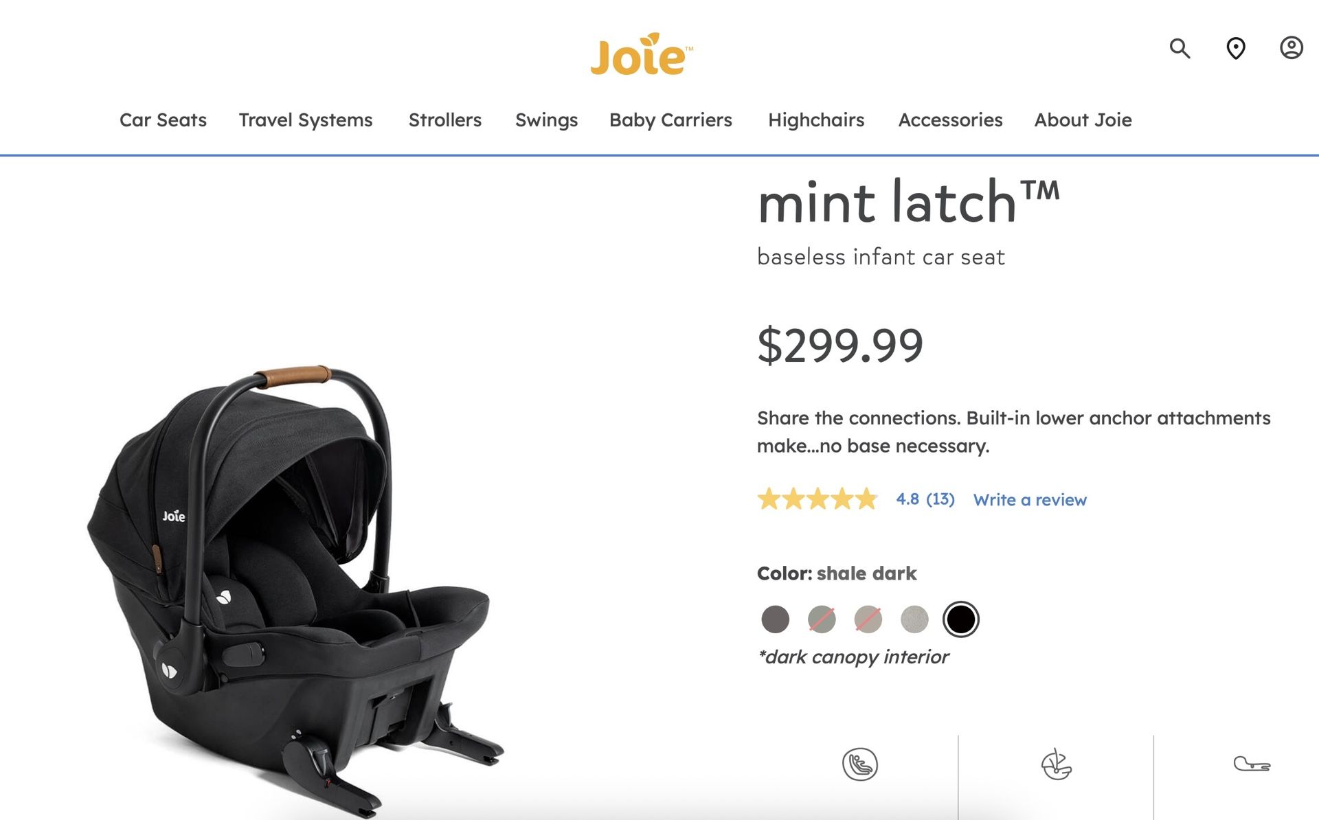 joie mint latch baby baseless infant car seat