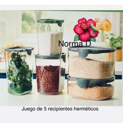 Juego de 5 recipientes herméticos nuevos en sus cajas 🌺 princess house 🌺