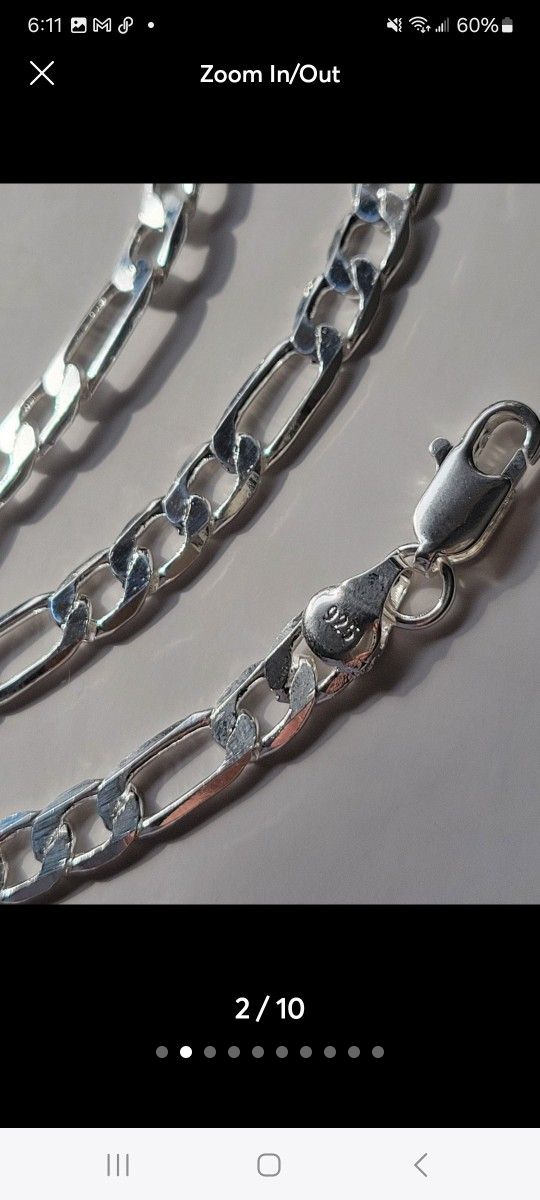 925 Sterling Silver 6MM FIGARO Necklace 20" 16.5g