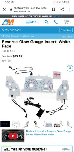 Mustang srPerformance Reverse Glow Gauge Insert; White Face(99-04 V6)