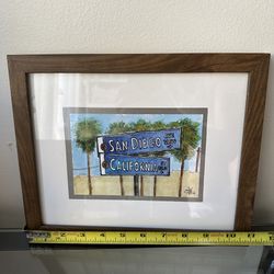 11"X9" San Diego Sign Wall Art watercolor sketch framed print?