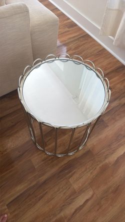 Round Glass Top Metal Side Table