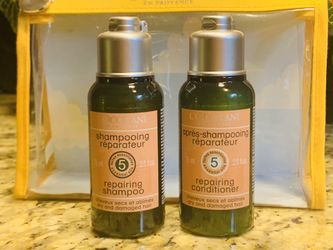 L’Occitane pouch w/ shampoo and conditioner