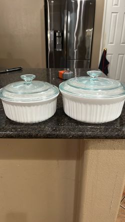 Newbrand 4 Piece Corningware French White 2.3 L And 1.4 L Microwave And Oven Safe Stoneware With Lid Casserole 