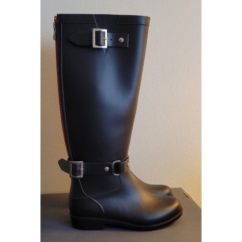 Rain Boots Red Zipper Size 5.5 US Ir 36 EU