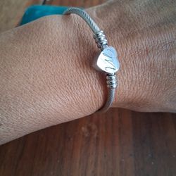 Pink Box “M” Heart Cable Initial Bracelet ✨ Stainless Steel