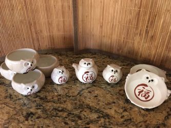 Japanese lucky owl tea set