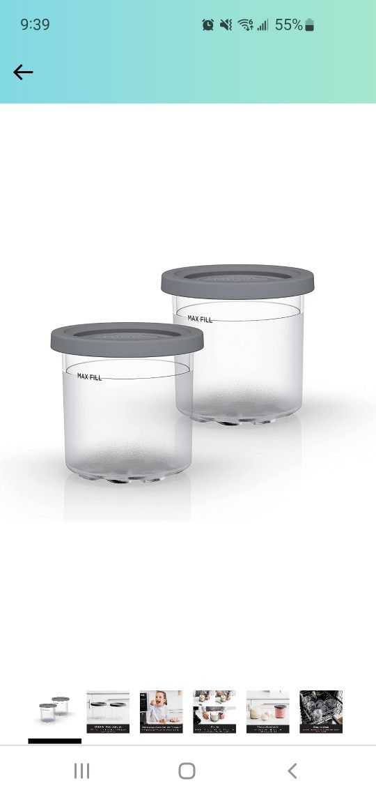 Ninja XSKPNTLID2 CREAMi Pints and Lids - 2 Pack, Compatible with NC299AMZ & NC300s Series Ninja Creami Ice Cream Makers, BPA-Free & Dishwasher Safe, G