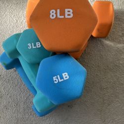 Set of 3 Pairs of Neoprene Dumbbells (8lb, 5lb, 3lb)