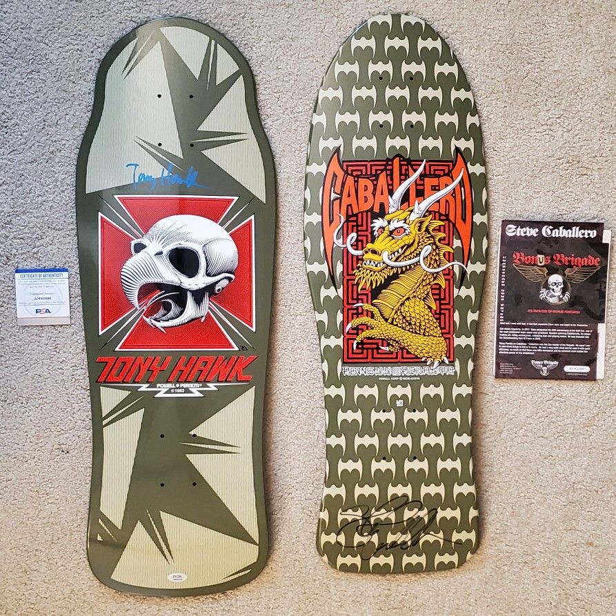 Tony Hawk And Steve Caballero Signed Series 13 Decks PSA Certified!