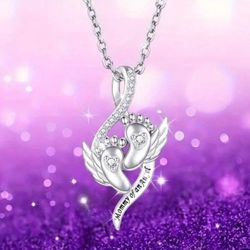 Silver Plated Mommy Of An Angel Necklace 