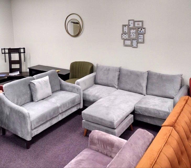 Velvet Gray Sectional 