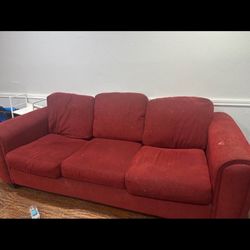 Red Couch With Pull Out Bed Queen 