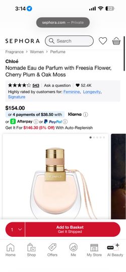 Chloé  Nomade Eau de Parfum with Freesia Flower, Cherry Plum & Oak Moss