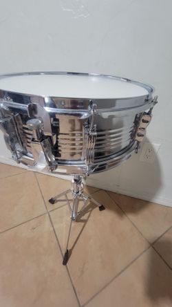 Chrome Steel Snare Drum with Stand