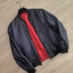 Gucci Blue/Red GG Reversible Bomber Jacket - size 52 L