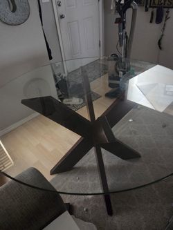 Pier 1 glass dining table and chairs