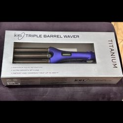 Ion Titanium Triple Barrel Waver - Blue