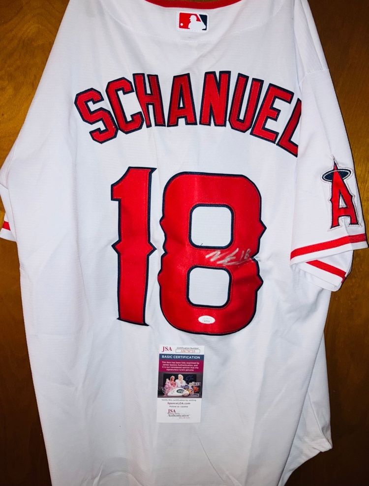 NOLAN SCHANUEL SIGNED AUTOGRAPH LOS ANGELES ANGELS ADULT XL JERSEY JSA COA RARE!