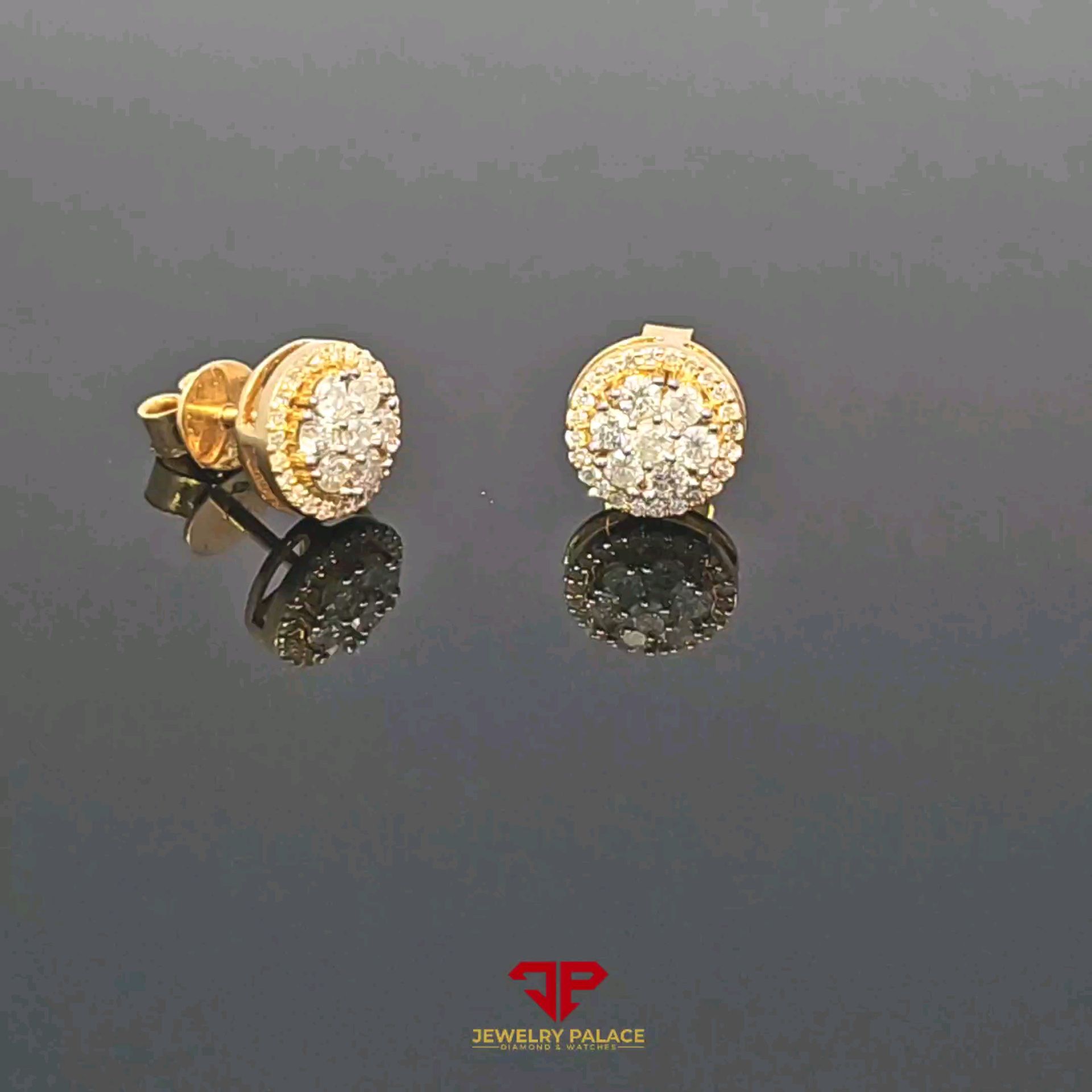 Fancy round 10K Gold with 0.62 CTW diamond earring