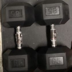 85 Lb HEX rubber Dumbells Pair 200 Obo
