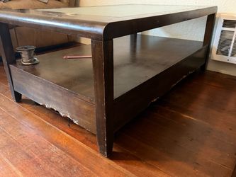 Dark Wood Coffee Table with Lower Shelf