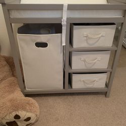 Grey Changing Table With Drawers And Bin 