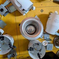 Ten 4" Recessed Lights, Cans, Gimballed Brushed Nickel Trims, Bulbs.