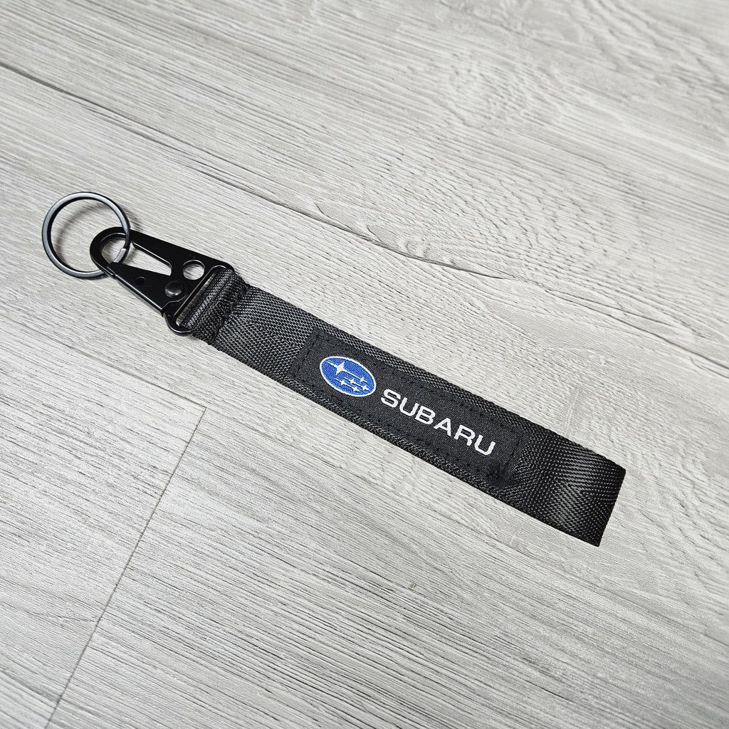Subaru Rally Key Ring BRAND NEW SUBARU Black Racing Keychain Wrist Metal key Ring Hook Strap ...