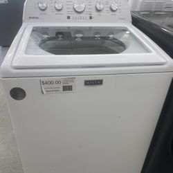 White Maytag Modern Agitator Style Washing Machine