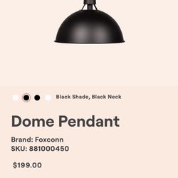 NEW Blue Castle Foxconn 18” Dome Pendant Light 