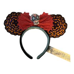 Pixar Coco Día de Muertos Knit Flowers Bow Disney Ears Headband
