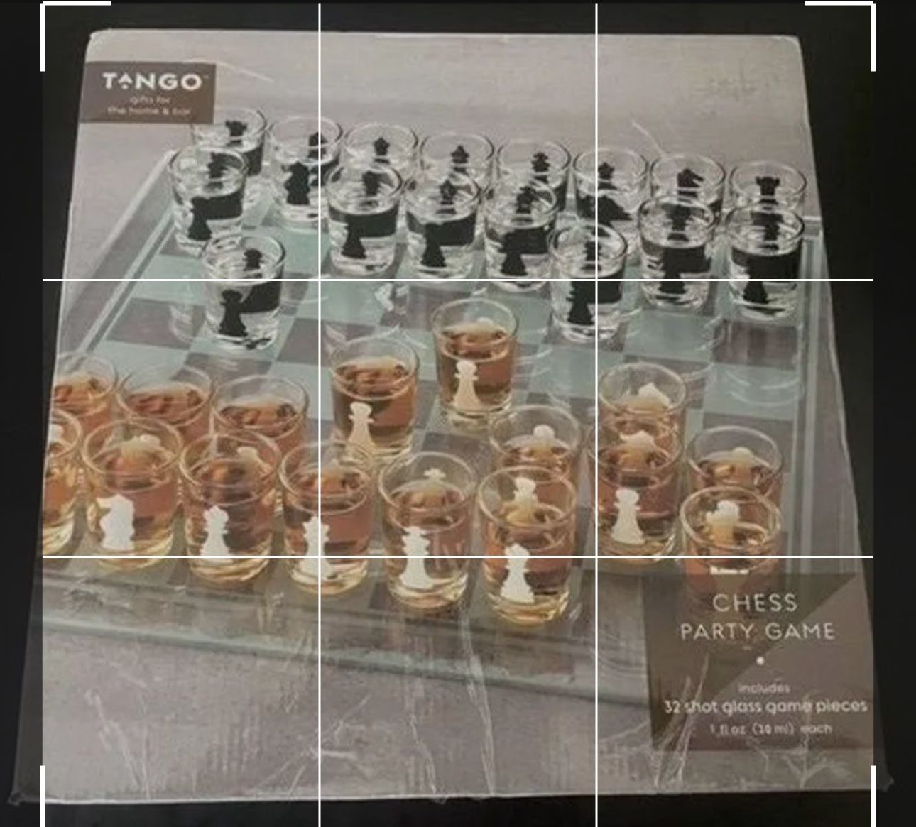Tango Chess Party Game Complete Board and 32 Shot Glasses Chess Party Game