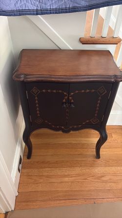 French Provincial Style Cabinet with Painted Floral Detail