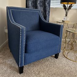 Flynn Navy Blue Upholstered Armchairs