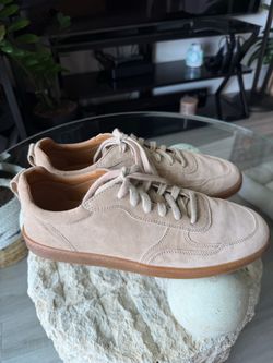 Massimo Dutti Men’s Suede Sneakers Beige Gum Sole EU 43 US 10